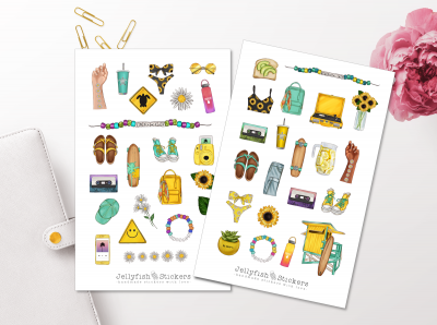 Mädchen Sommer Sticker Set